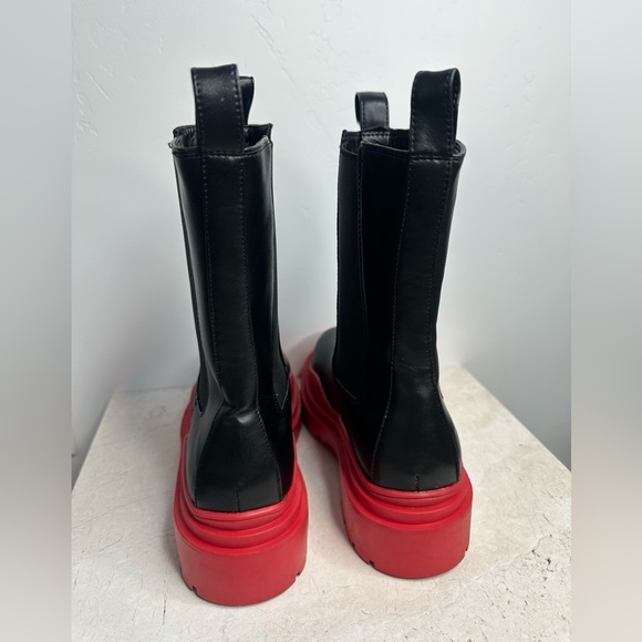 🆕 NWT Azalea Wang “Ghosted” Chunky Platform Boots – Black/Red Size 10 - Picture 8 of 12
